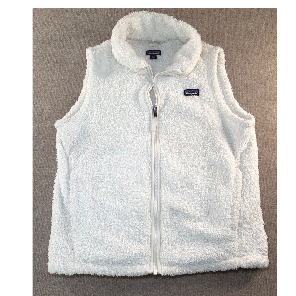 Patagonia Kids XXL Los Gatos Fleece Vest White Full Zip 65490 16-18 Womens S M